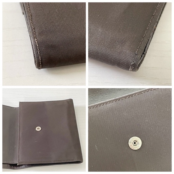 Prada brown nylon enamel logo trifold wallet - Picture 3 of 10